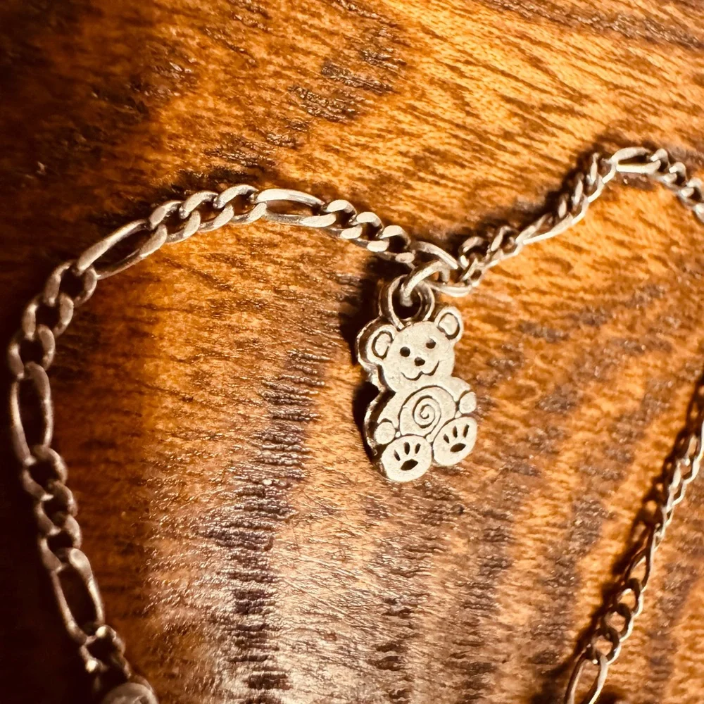 Child Silver PGDA MS66 925 Teddy Bear Charm Bracelet